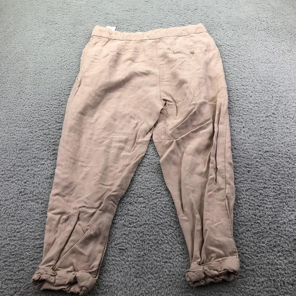 Aritzia Wilfred Pants Womens 4 Pink Linen Jogger Tapered Cuffed Drawstring